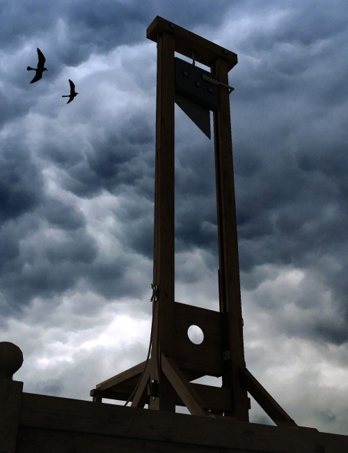 HEADS UP: The guillotine remains a symbol of terror.