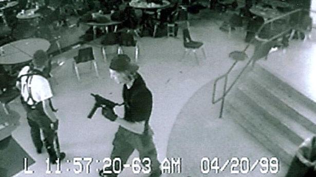 EVIL punks massacred classmates in cafeteria of Columbine High School.