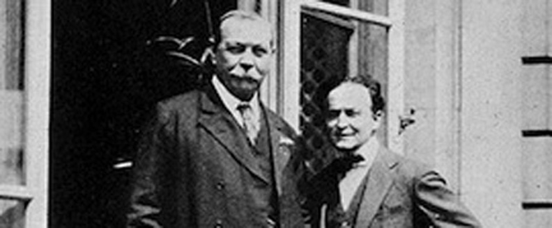 Sir Arthur Conan Doyle, left, and Harry Houdini, were friends--and later enemies.